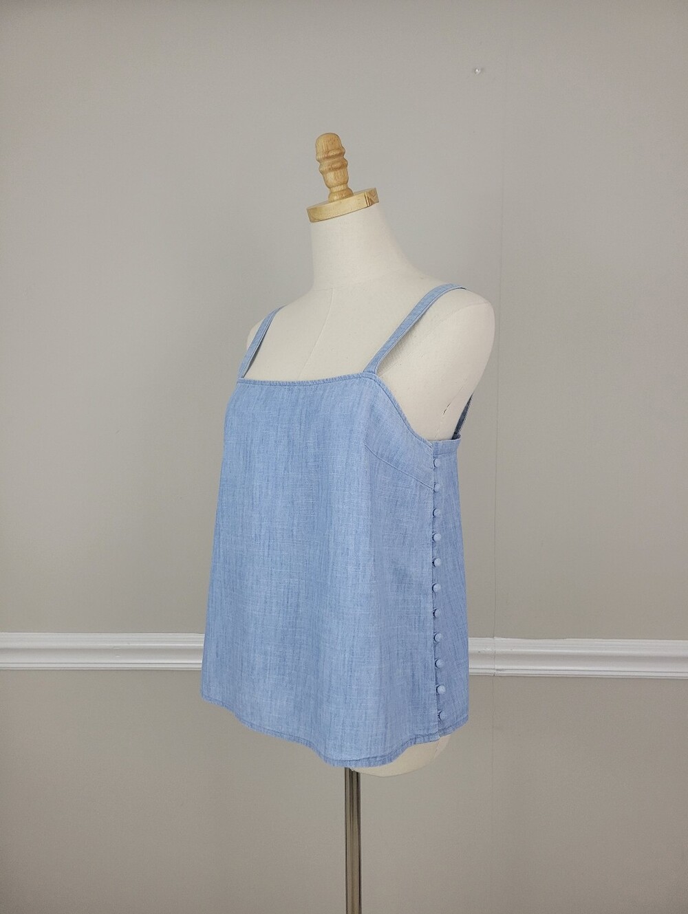 Madewell Indigo Light Blue Square Neck Sleevess Camisole Denim Tank Top - Picture 3 of 5